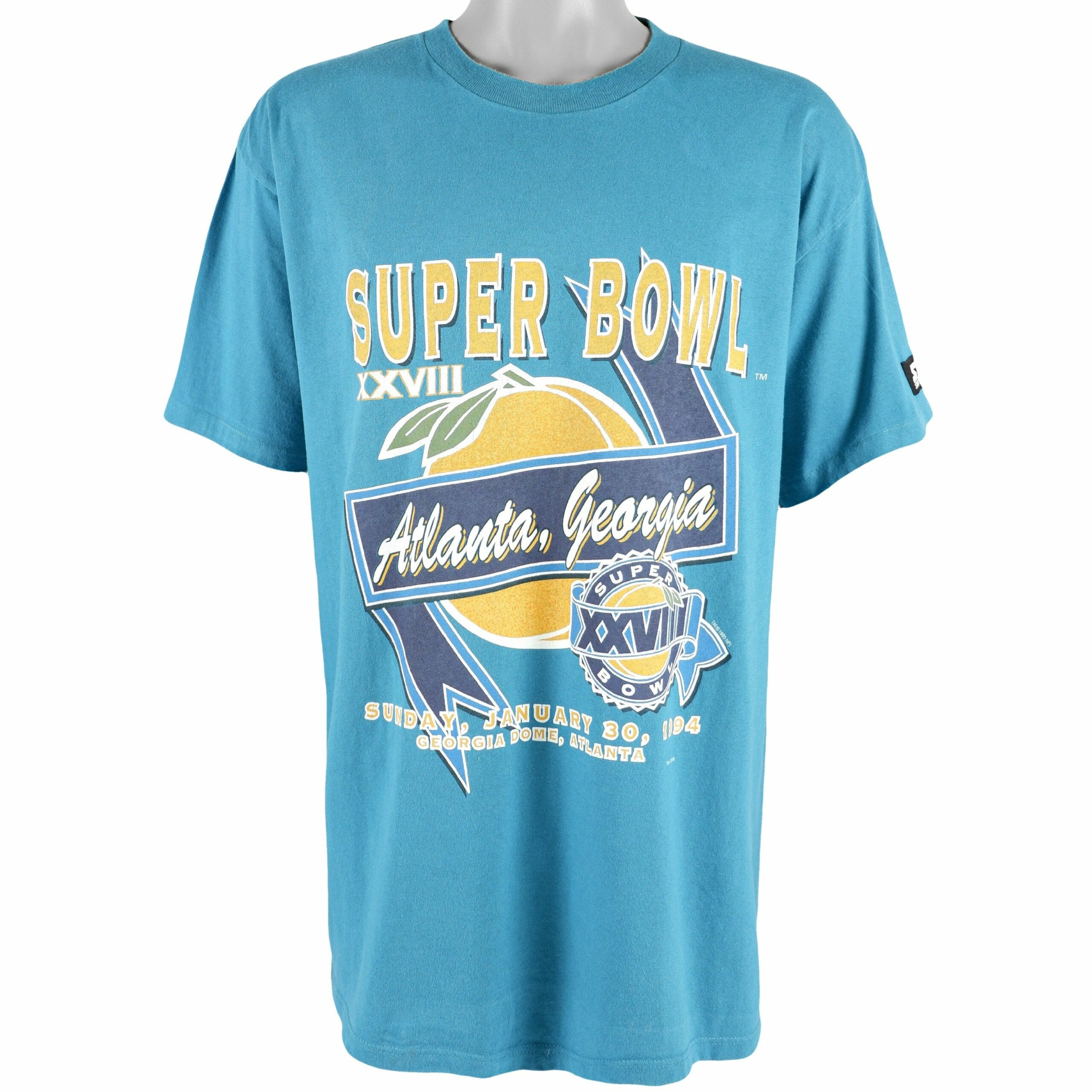 Starter Blue Super Bowl XXVIII, Atlanta T-Shirt 1994 Vintage Style Hoodie Sweatshirt Reprinted Full Size Gifts for Fans