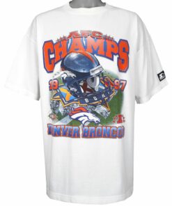 Starter Denver Broncos AFC Champions T-Shirt 1997 Vintage Style Hoodie Sweatshirt Reprinted Full Size Gifts for Fans