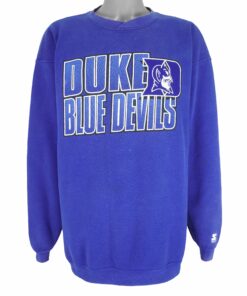 Starter Duke University Blue Devils Crew Neck Sweatshirt 1990s Vintage Style Hoodie Shirt Reprinted Full Size Gifts for Fans