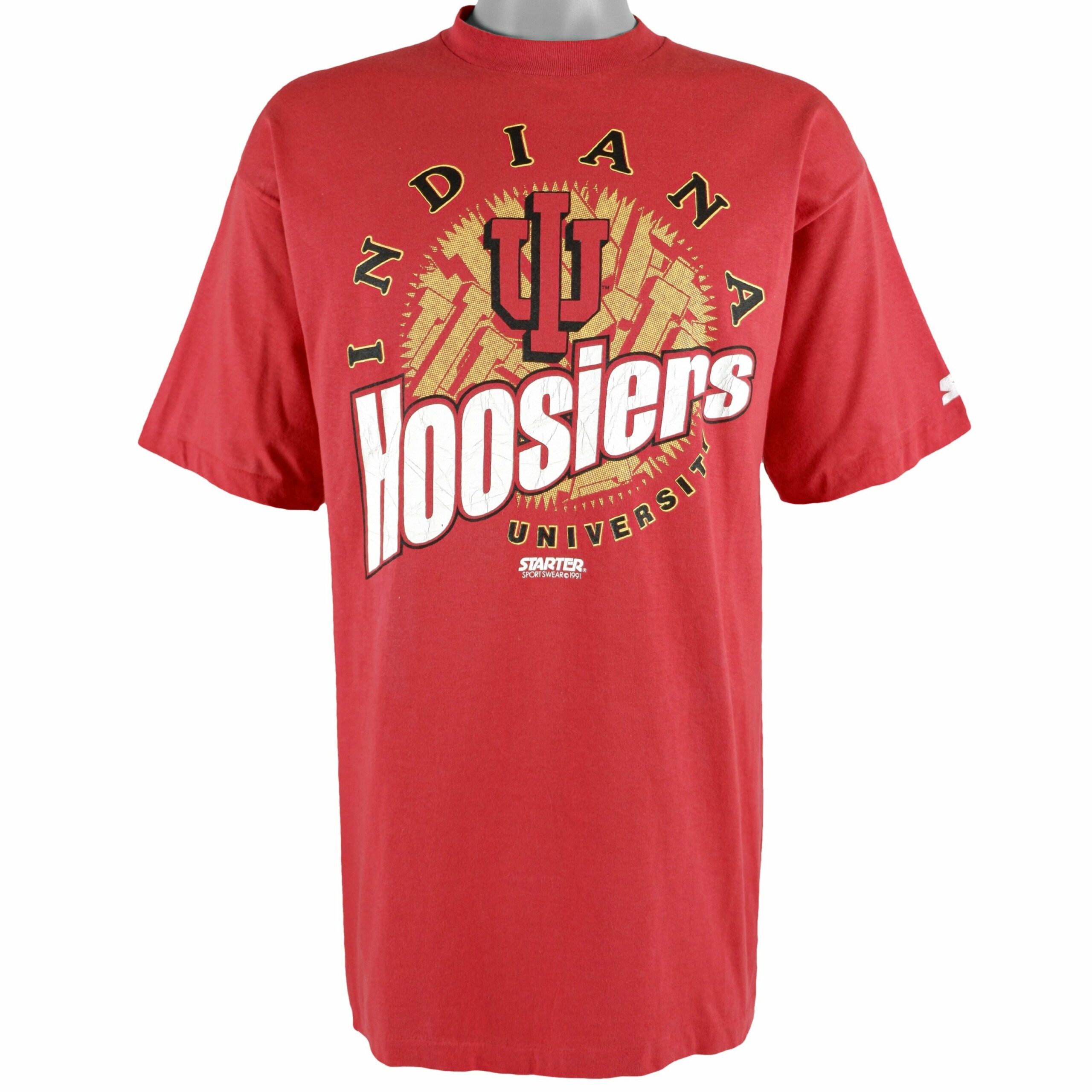 Starter Indiana University Hoosiers Big Spell-Out T-Shirt 1991 Vintage Style Hoodie Sweatshirt Reprinted Full Size Gifts for Fans