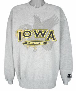 Starter Iowa Hawkeyes Crew Neck Sweatshirt 1990s Vintage Style Hoodie Shirt Reprinted Full Size Gifts for Fans