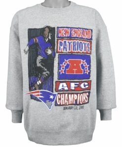 Starter New England Patriots AFC Champions Crew Neck Sweatshirt 1997 Vintage Style Hoodie Shirt Reprinted Full Size Gifts for Fans