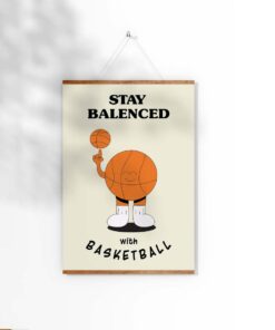 Stay Balenced With Basketball Trendy Retro Quote Print 70s Aesthetic Poster Canvas Wall Art Prints