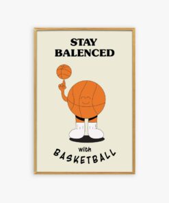 Stay Balenced With Basketball Trendy Retro Quote Print 70s Aesthetic Poster Canvas Wall Art Prints