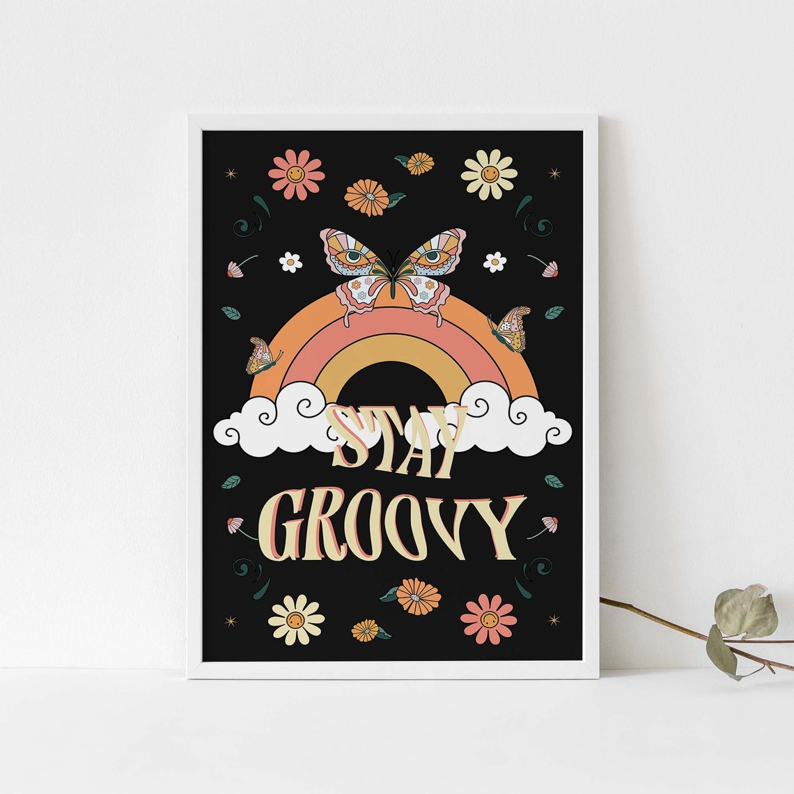 Stay Gloovy Motivational Quote Aesthetic Vintage 70s Poster Wall Art Prints