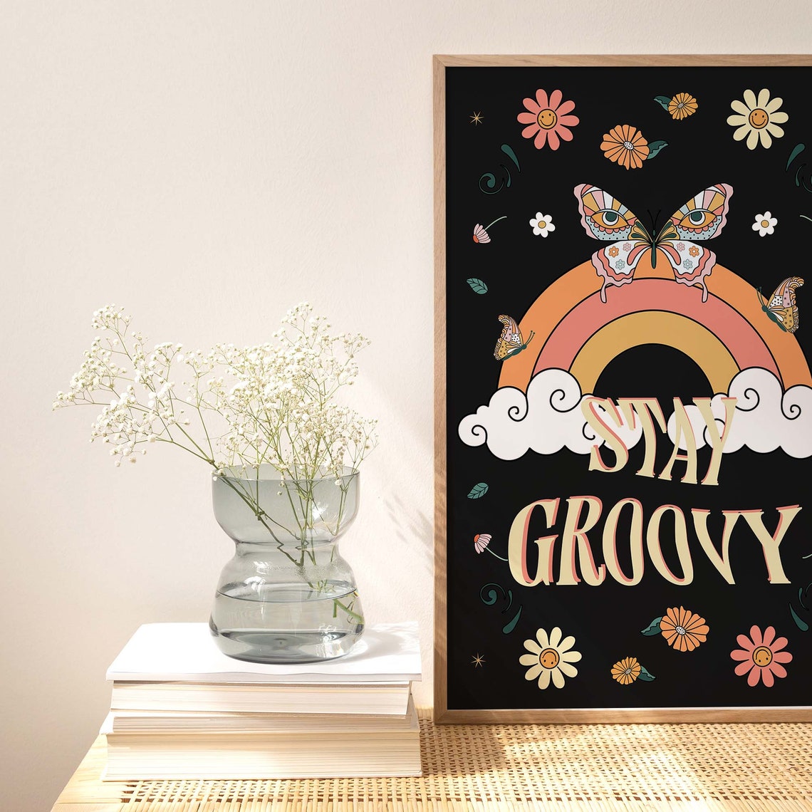 Stay Gloovy Motivational Quote Aesthetic Vintage 70s Poster Wall Art Prints