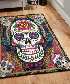 Sugar Skull Cool Rugs, Sugar Skull Floral Skull Rug, Skull Area Rug, Skull Rug for Living Room Bedroom Home Skull A66
