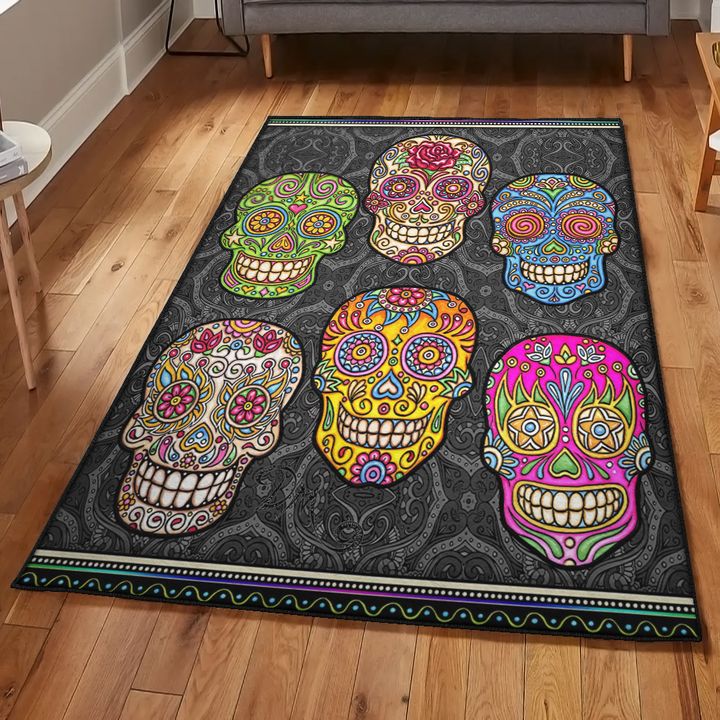 Sugar Skull Cool Rugs, Sugar Skull Rug, Skull Area Rug, Skull Rug for Living Room Bedroom Home Skull A67