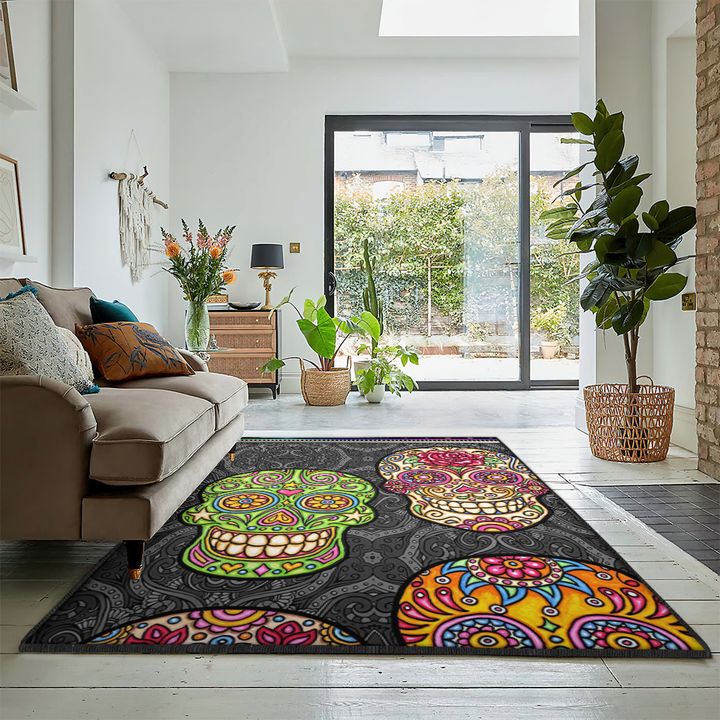 Sugar Skull Cool Rugs, Sugar Skull Rug, Skull Area Rug, Skull Rug for Living Room Bedroom Home Skull A67