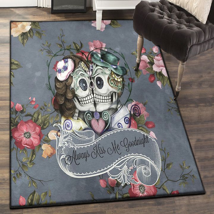 Sugar Skull Washable Rugs, Sugar Skull Rug, Skull Area Rug, Skull Rug for Living Room Bedroom Home Skull A59