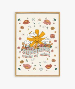 Sunshine State Of Mind Retro Sunshine Aesthetic Motivational 70s Poster Wall Art Canvas Print