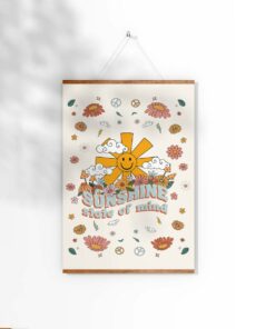 Sunshine State Of Mind Retro Sunshine Aesthetic Motivational 70s Poster Wall Art Canvas Print