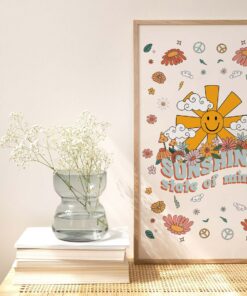 Sunshine State Of Mind Retro Sunshine Aesthetic Motivational 70s Poster Wall Art Canvas Print