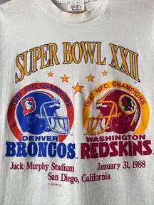 Super Bowl Xxii 1988 Redskins Broncos Vintage Style 50/50 80s T-Shirt Sweatshirt Pullover Hoodie Reprinted Full Color Full Size Gift for NFL Fans
