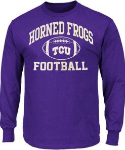 TCU Frogs Mens Football Graphic Long Sleeve T Shirt, University Football Fan Shirt, TCU Shirts Gift for Fans