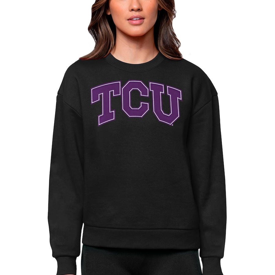 TCU Horned Frogs Antigua Women's Victory Crewneck Pullover Sweatshirt, University Football Fan Shirt, TCU Shirts Gift for Fans