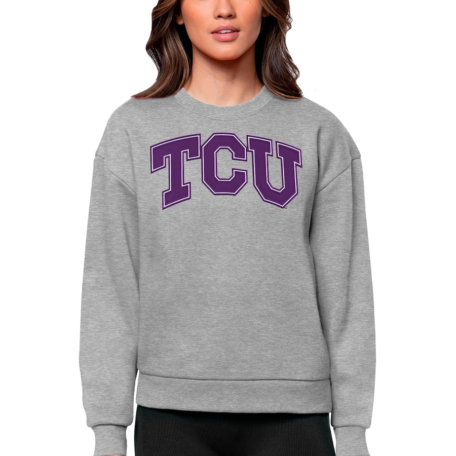 TCU Horned Frogs Antigua Women's Victory Crewneck Pullover Sweatshirt, University Football Fan Shirt, TCU Shirts Gift for Fans
