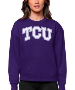 TCU Horned Frogs Antigua Women's Victory Crewneck Pullover Sweatshirt, University Football Fan Shirt, TCU Shirts Gift for Fans