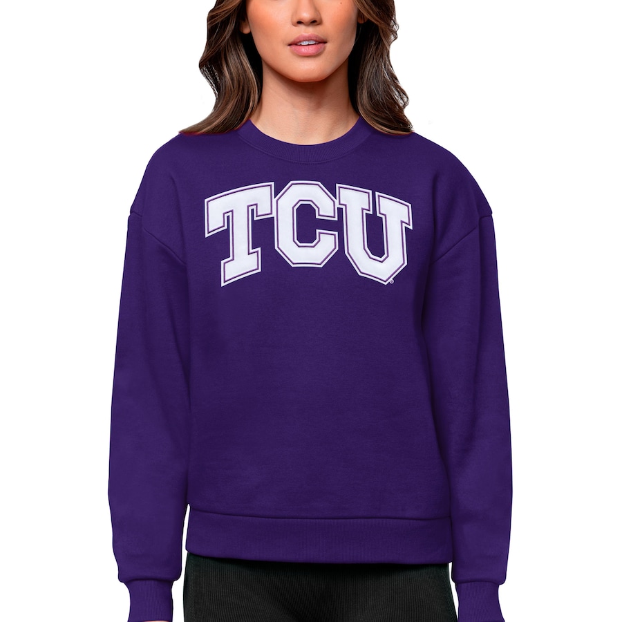 TCU Horned Frogs Antigua Women's Victory Crewneck Pullover Sweatshirt, University Football Fan Shirt, TCU Shirts Gift for Fans