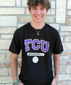 TCU Horned Frogs Black Baseball Short Sleeve T Shirt, TCU Shirts Gifts For NCAA Fans