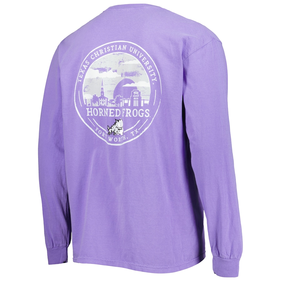 TCU Horned Frogs Circle Campus Scene Long Sleeve T-Shirt, University Football Fan Shirt, TCU Shirts Gift for Fans