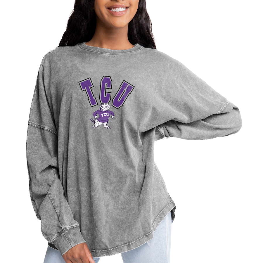 TCU Horned Frogs Gameday Couture Women's Faded Wash Pullover Sweatshirt, University Football Fan Shirt, TCU Shirts Gift for Fans