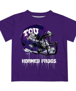 TCU Horned Frogs Original Dripping Football Helmet T-Shirt By Vive La Fete, University Football Fan Shirt, TCU Shirts Gift for Fans