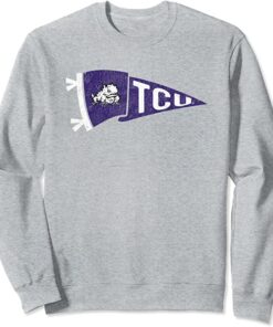 TCU Horned Frogs Pennant Vintage Heather Gray Sweatshirt, TCU Shirts Gifts For NCAA Fans