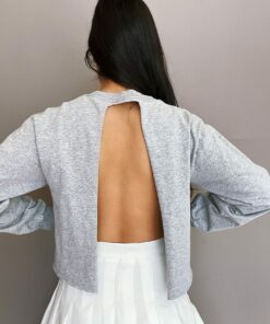 TCU Open Back Crop Long Sleeve Tee, TCU Shirts Gifts For NCAA Fans