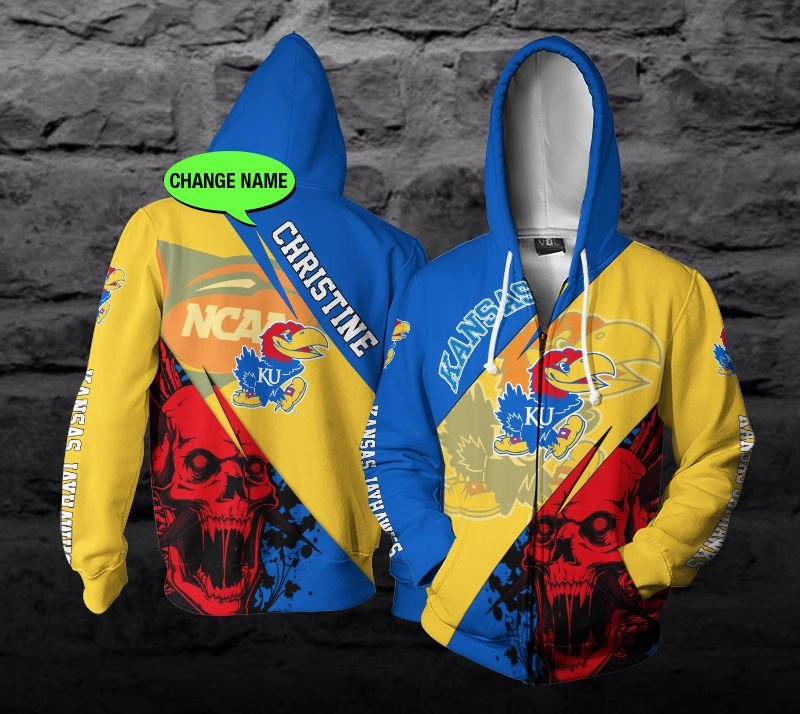Thahd1021 Personalized Dug Kansas Jayhawks 3D All Over Print Zip Hoodie Gifts For Ncaa Fans
