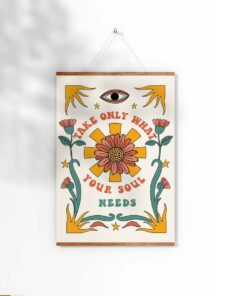Take Only What Your Soul Needs 70s Daily Gratitude Aesthetic Wall Art Poster Canvas
