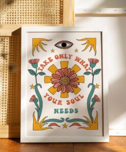 Take Only What Your Soul Needs 70s Daily Gratitude Aesthetic Wall Art Poster Canvas