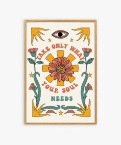 Take Only What Your Soul Needs 70s Daily Gratitude Aesthetic Wall Art Poster Canvas
