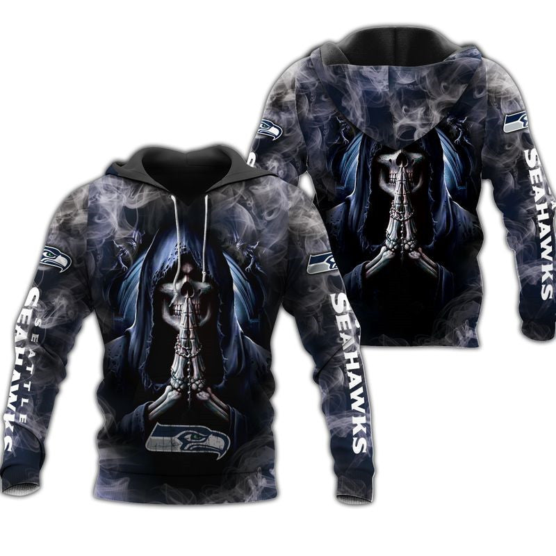 Tampa Bay Buccaneers Skull Hoodies Background Smoke Gifts for Fans
