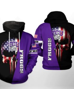 Tcu Horned Frogs Ncaa Us Flag Skull 3D All Over Print Hoodie, Zip-Up Hoodie