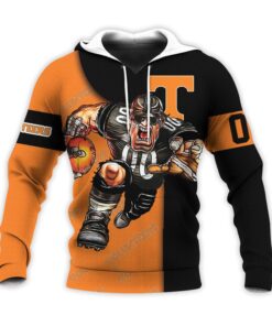 Tennessee Volunteers Custom Number Orange Black Unisex 3D All Over Print Hoodie, Ncaa Zip Up Hoodie