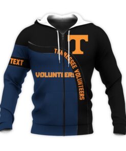 Tennessee Volunteers Custom Text Number Blue Black Unisex 3D All Over Print Hoodie, Ncaa Zip Up Hoodie