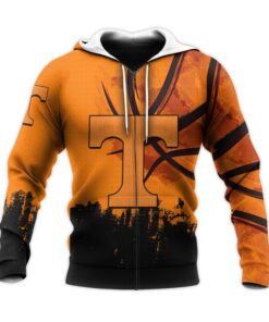 Tennessee Volunteers Custom Text Number Orange Black 3D All Over Print Hoodie, Ncaa Zip Up Hoodie