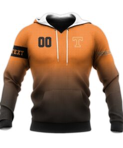 Tennessee Volunteers Custom Text Number Orange Black Unisex 3D All Over Print Hoodie, Ncaa Zip Up Hoodie