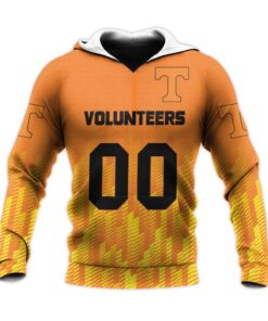 Tennessee Volunteers Custom Text Number Orange Unisex 3D All Over Print Hoodie, Ncaa Zip Up Hoodie
