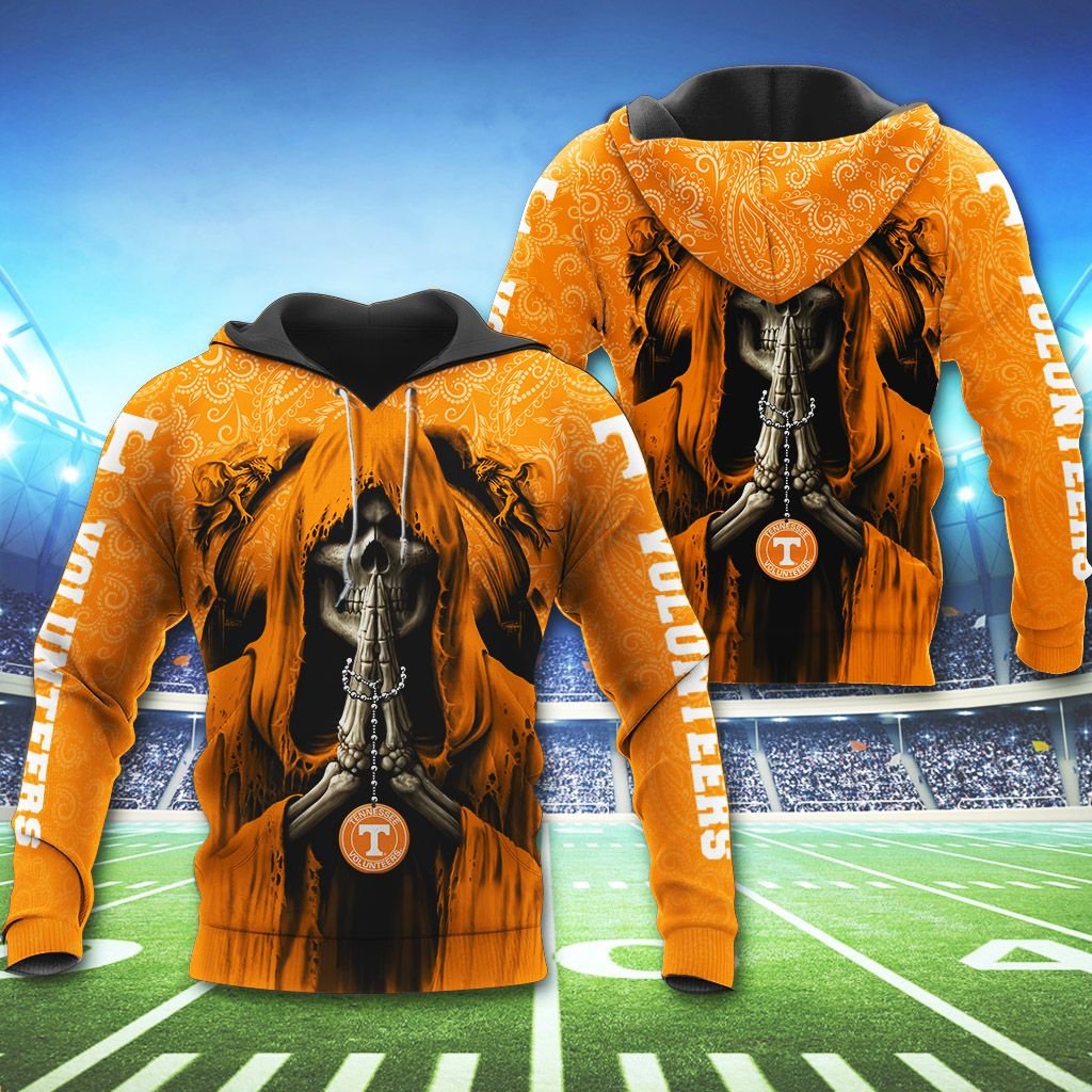 Tennessee Volunteers Skeleton Paisley Pattern Unisex 3D All Over Print Hoodie, Ncaa Zip Up Hoodie