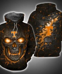 Tennessee Volunteers Skull Fire Eyes Art 3D All Over Print Zip Hoodie Gifts For Ncaa Fans