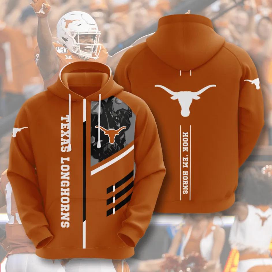 Texas Longhorns Hook ‘Em Horns American Football 3D Hoodie Zip Hoodie, Ncaa 3D All Over Print Hoodie Zip Hoodie