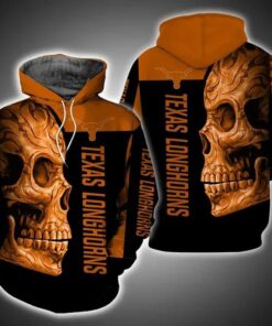 Texas Longhorns Skull Art 3D All Over Print Zip Hoodie Gifts For Ncaa Fans