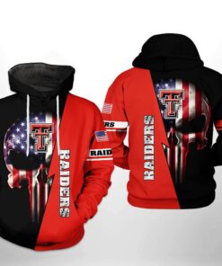 Texas Tech Red Raiders Ncaa Us Flag Skull 3D All Over Print Hoodie, Zip-Up Hoodie