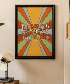 Thankful Grateful Blessed Positive Quote Aesthetic Vintage 70s Poster Wall Art Canvas Prints