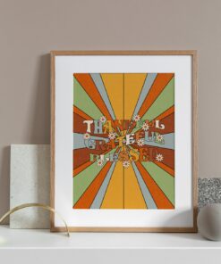 Thankful Grateful Blessed Positive Quote Aesthetic Vintage 70s Poster Wall Art Canvas Prints