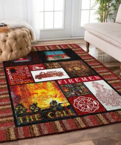 The Call Fireman Life of A Firefighter Rugs, Firefighter Area Rug, Fireman Carpet Gifts for Dad, Son, Fireman, Firefighter Lovers