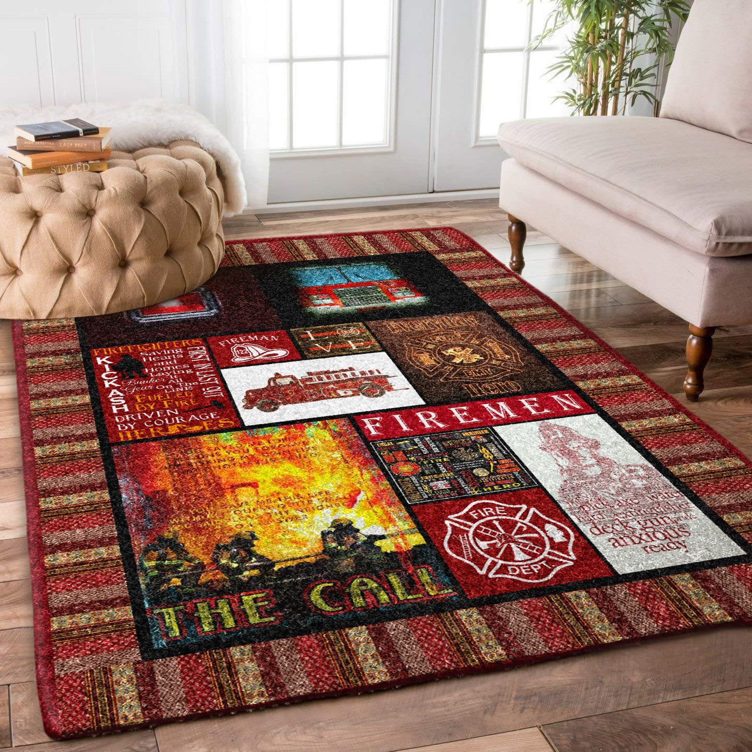 The Call Fireman Life of A Firefighter Rugs, Firefighter Area Rug