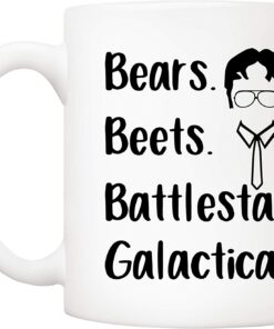 The Office Tv Show Funny Coffee Mug For Dwight Schrute Fans, Bears Beets Battlestar Galactica Office Cup, 11 Oz
